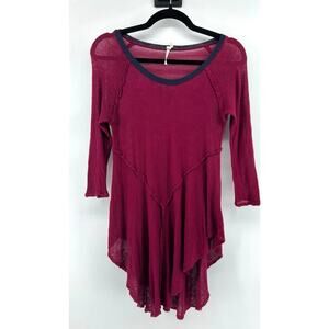 Intimately Free People High-Low Knit Tunic Top Size M Burgundy Boho